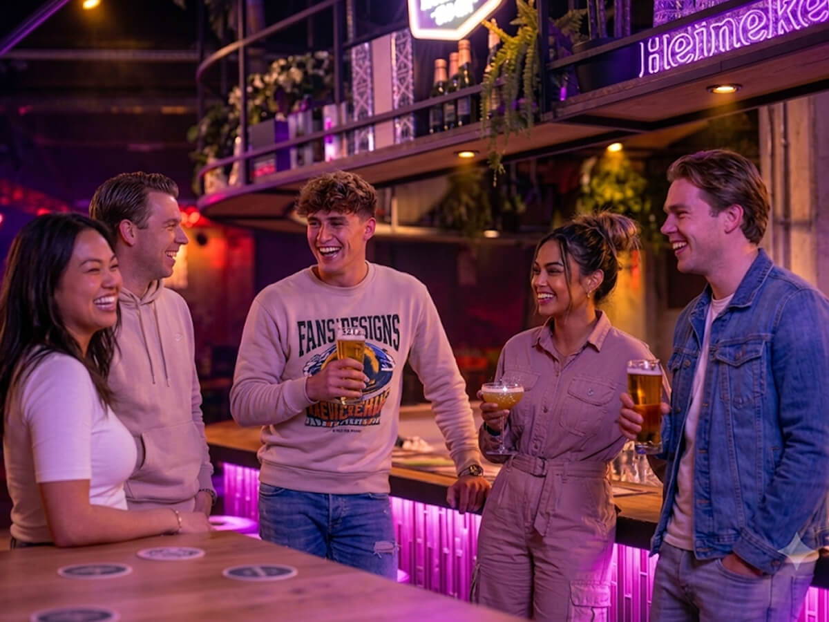 De winnaar vieren aan de bar